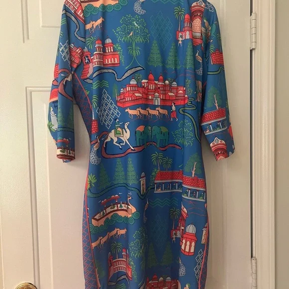 Gretchen Scott Designs Blue and Red Long Sleeve Dress - Picture 2 of 2